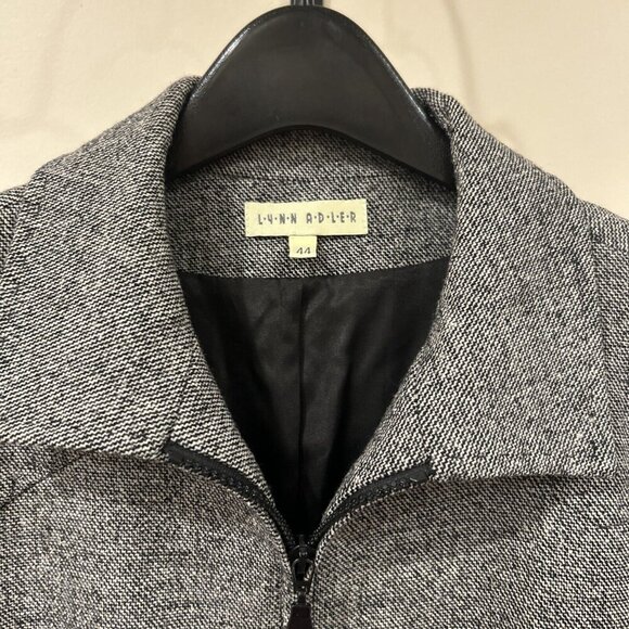 Lynn Adler Gray Tweed Zip Front Jacket Blazer Career Office Coat - Picture 3 of 9